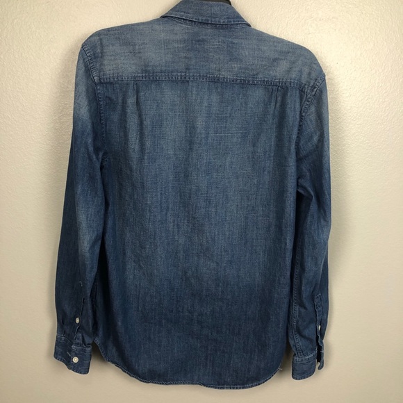 7 For All Mankind Distressed chambray shirt size S - Picture 2 of 12
